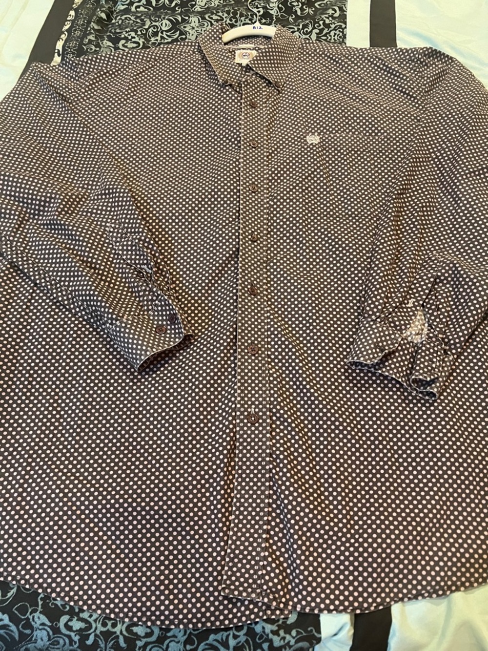 Cinch Men's Brown and White Polka Dot Button-Down Shirt